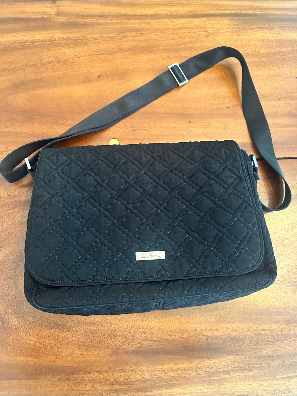 Vera Bradley Quilted Black laptop messenger bag - Picture 2 of 12